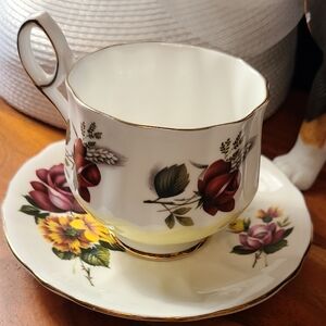 Windsor Floral Bone China Saucer and Elizabthan Teacup